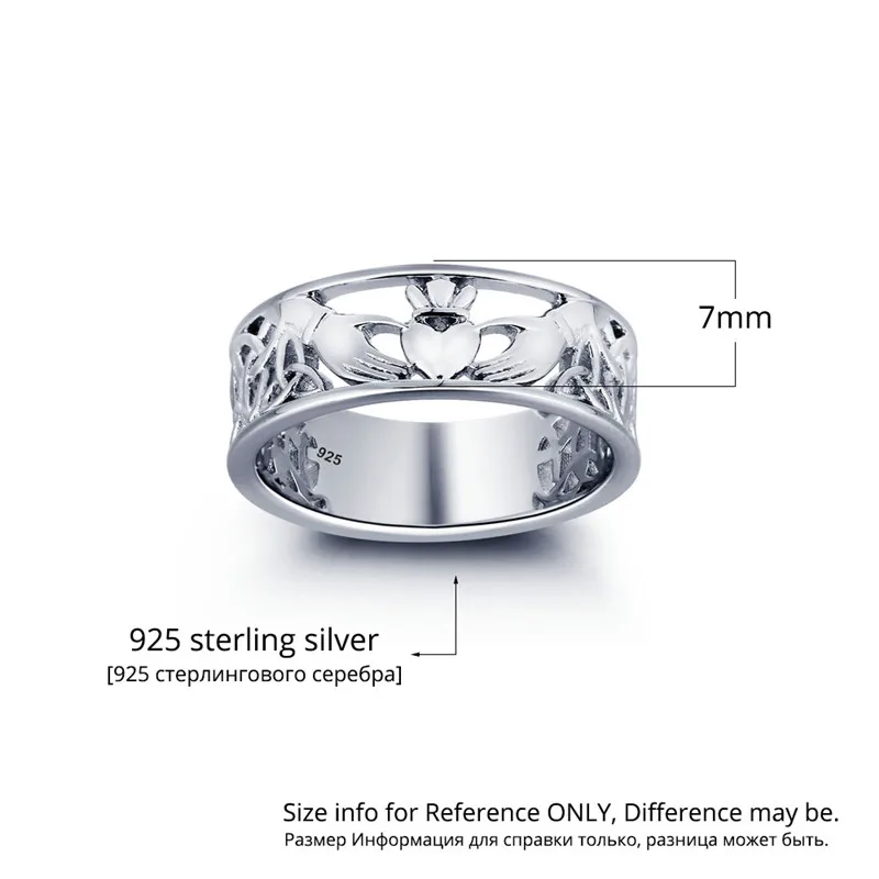

Real S925 Silver Irish Claddagh Hand Love Heart Crown Rings For Women Girls Best Friend Fashion Ring Jewelry Wholesale S01