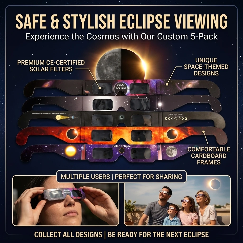 1-100PCS Paper Solar Eclipse Glasses Safe for Direct Sun Viewing CE & ISO Certified for Total & Partial Eclipse Observatios