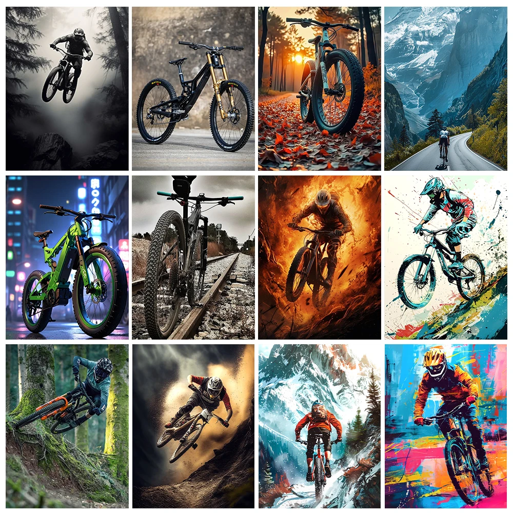 

Mountain Biking 5D Diamond Painting Cycling Picture Square/Round Diamond Embroidery Hand Gift DIY Home Decor