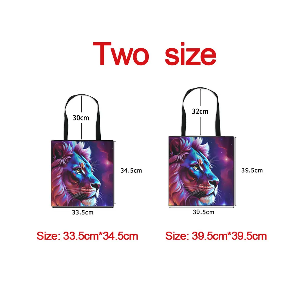 Lion with Crown Painting Tote Bag Fantasy Galaxy Shoulder Bag Women Shopping Bag Canvas Bag for Travel Book Bag Shopper Bag