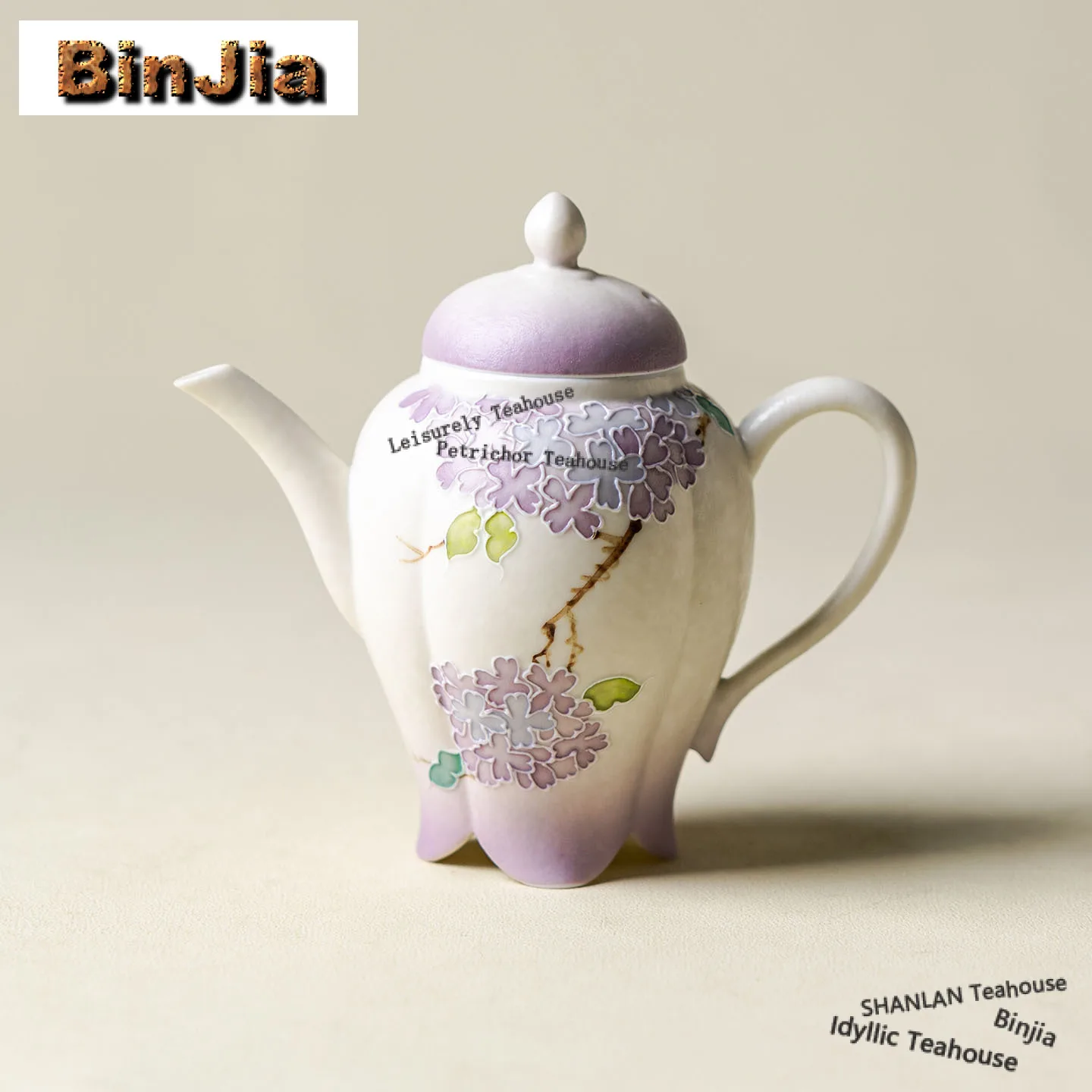 

140ml Hand-painted Hydrangea Teapot Traditional Tea Infuser Pot Household Tea Brewing Kettle with Filter Tea Ceremony Ornaments