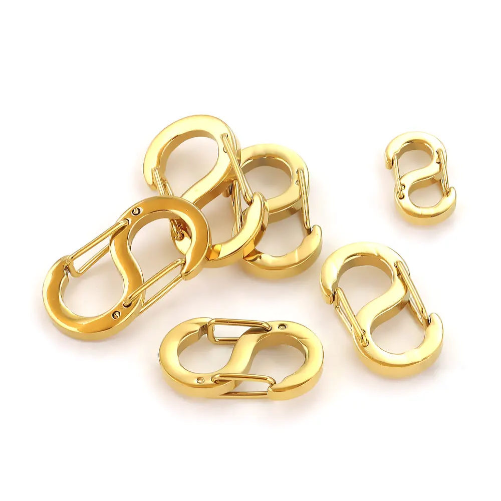 4pcs Letter S Lobster Clasps Stainless Steel Buckle Spring Snap Hook Carabiner Necklaces Connectors for DIY Jewelry Making