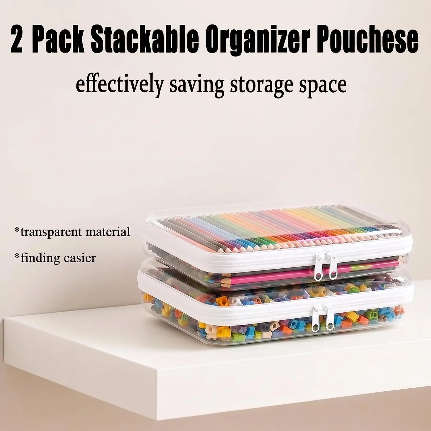 Clear Hard Shell Zipper Case, Extra Large Diaper Bag Organizer