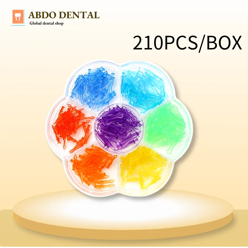 

210Pcs 7-Color Plastic Dental Diamond Wedges Interdental Wedges Restorative Materials