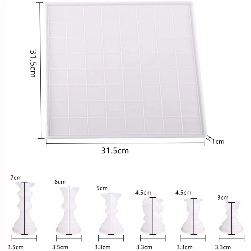 Crystal Chess Piece Mold – 3D Epoxy Resin Silicone for DIY Board Game Craft, Unique Gift for Chess Lovers