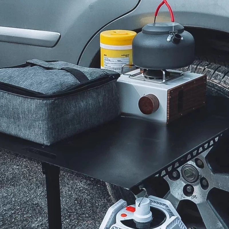 

Tire table camping, foldable storage portable outdoor Internet celebrity blackened flat table