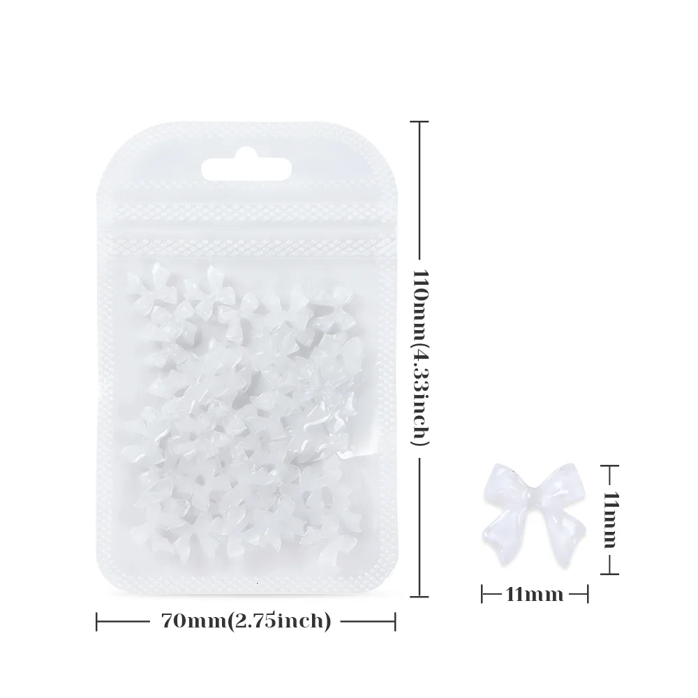 Ice Through Ribbon Onderdelen Nail Art Decoratie Kawaii 3D Jelly Witte Strik Hars Manicure Charme Steentjes DIY Nagels Tips Figuren