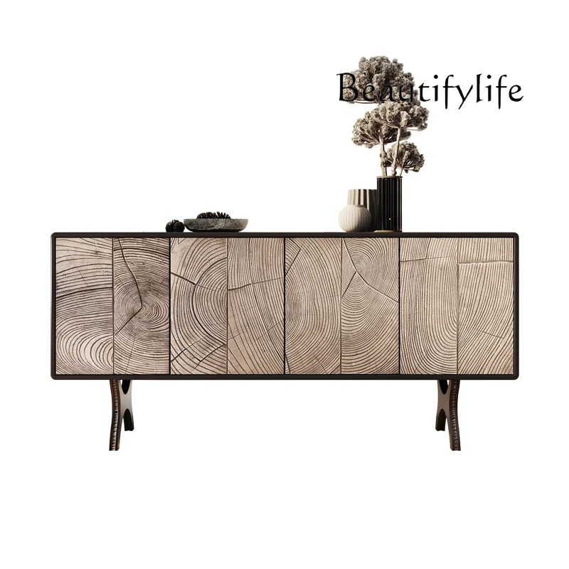 

Light Luxury Sideboard Cabinet Simple Living Room Creative Retro Art Solid Wood Decoration Home Entrance Cabinet