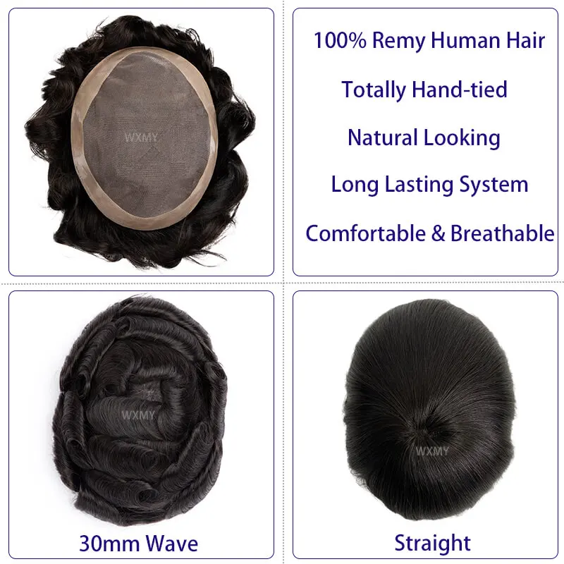 Men Wig Natural Indian Human Hair Toupee For Men Mono Male Wig Replacement System Unit Durable Toupee Men Male Hair Prosthesis