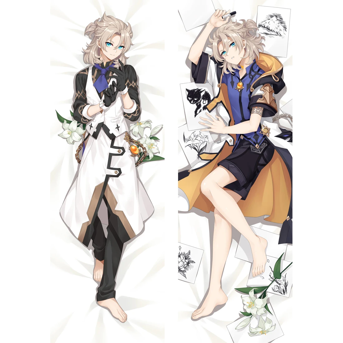 

Genshin Impact Dakimakura Albedo Cosplay Pillowcase Hugging Body Pillow Case Otaku Throw Pillow Cover Home Decoration Peachskin