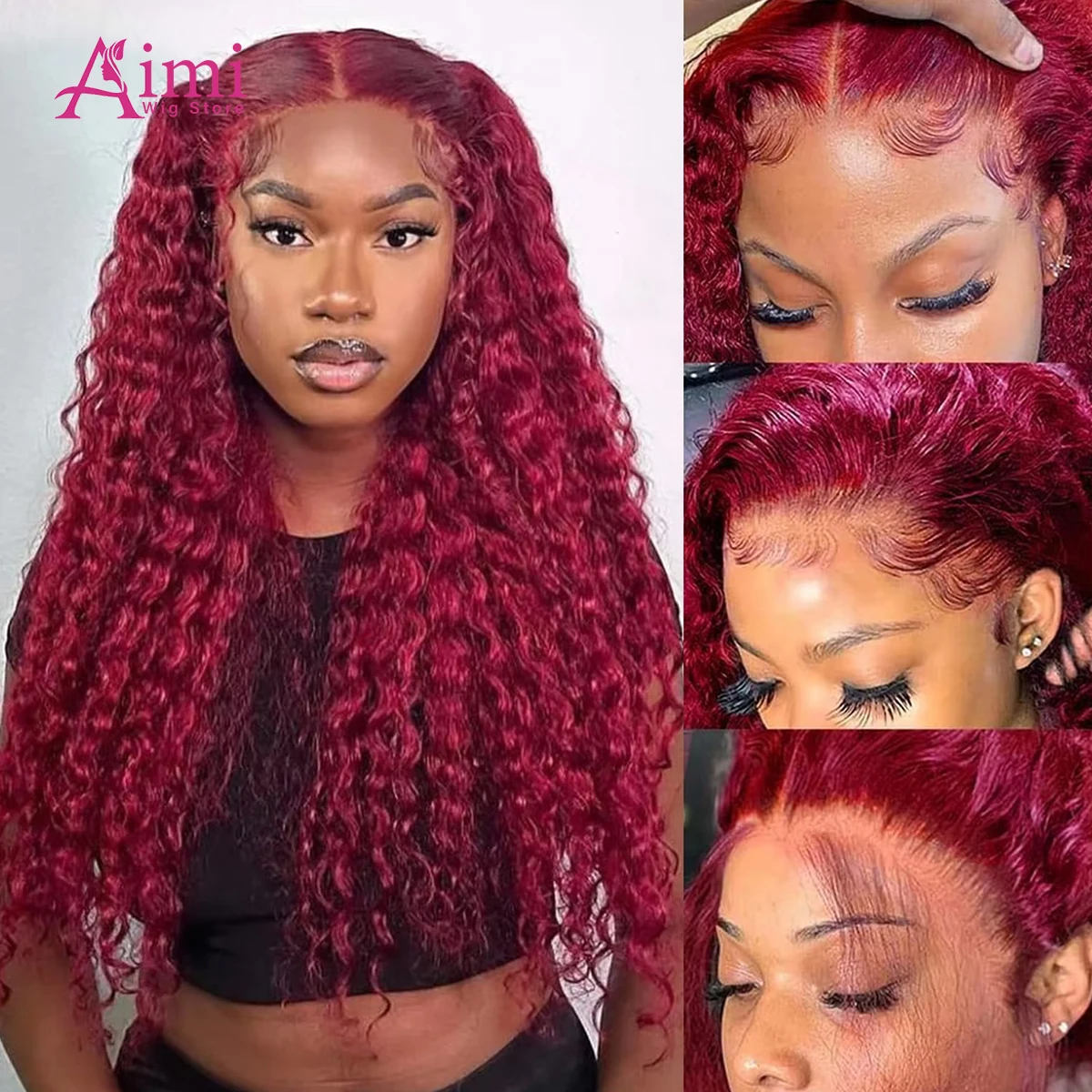 200 Density Burgundy 13x4 Hd Lace Frontal Human Hair Wig 30 Inch Colored Red 99j Lace Front Wig Curly Wigs Deep Wave Human Hair