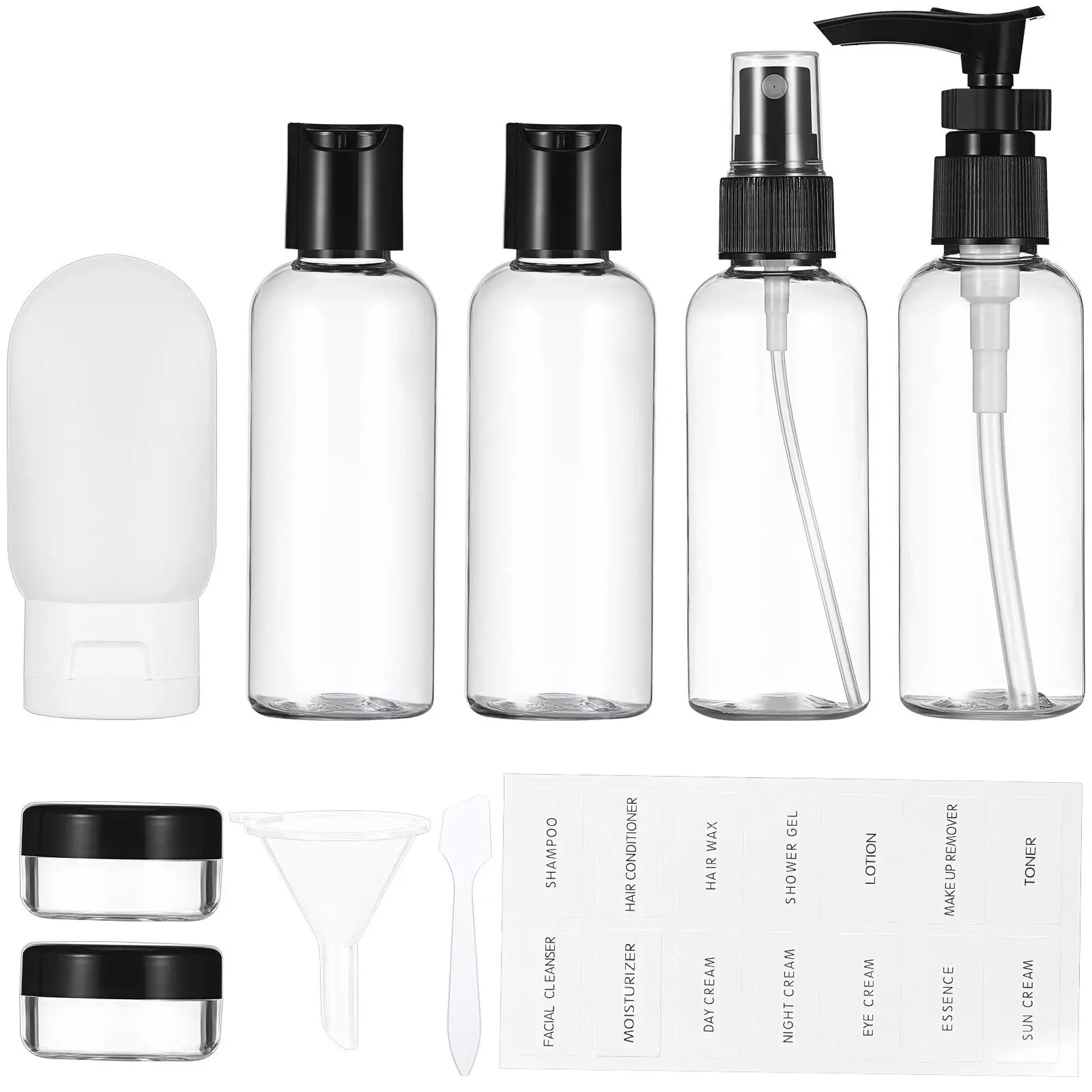 

Portable 80ML Travel Toiletry Set Skincare Bottles LeakProof Shampoo Container Refillable Pump Wash Lotion Storage Bag