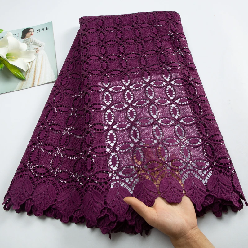 여성용 아프리카 나이지리아 코드 귀푸르 레이스 원단, 고품질 프랑스 수용성 레이스 스팽글 원단, 파티 드레스, 2023