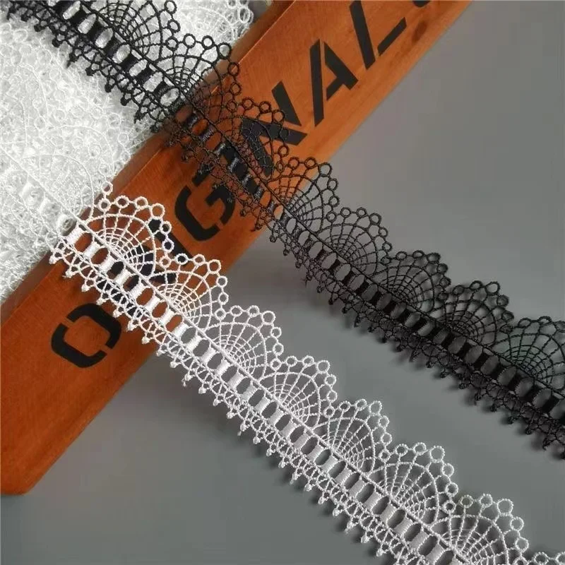 3.5CM Wide New Black White Embroidery Flower Lace Fabric Trim Ribbon DIY Sewing Bridal Applique Collar Dress Wedding Decor