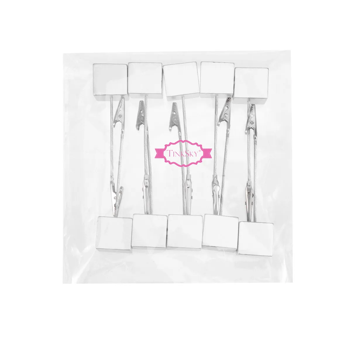 10Pcs Memo Holder Clips Resin Stainless Steel Cube Base Note Paper Clip Desktop Document Organizer Office Home Use Silver