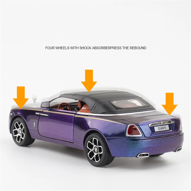 1:24 Rolls Royces Dawn Alloy Luxy Car Model diecasted Metal Toy Vehicles Car Model Simulation Sound and Light kids Toys Gift