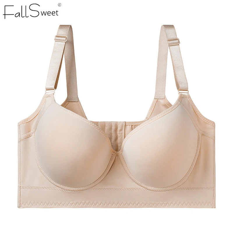 FallSweet Plus Size Push Up Bras for Women Hide Back Fat Deep Cup Bra Smoothing T-shirt Brassiere Full Coverage Underwire Bra