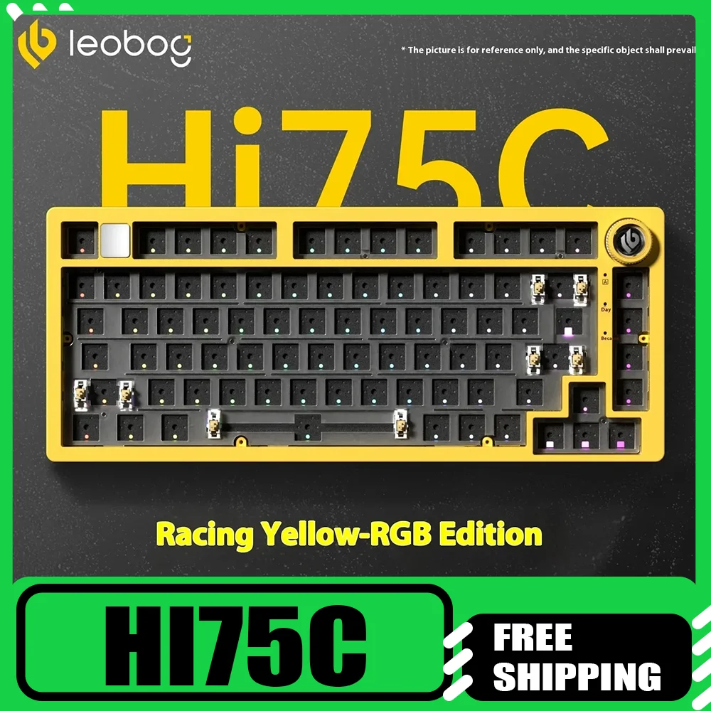 

LEOBOG Hi75C Механическая клавиатура 3 режима/проводной комплект с возможностью горячей замены с ручкой RGB Прокладка из алюминиевого сплава Hi75C Комплект клавиатуры ПК Пользовательский подарок