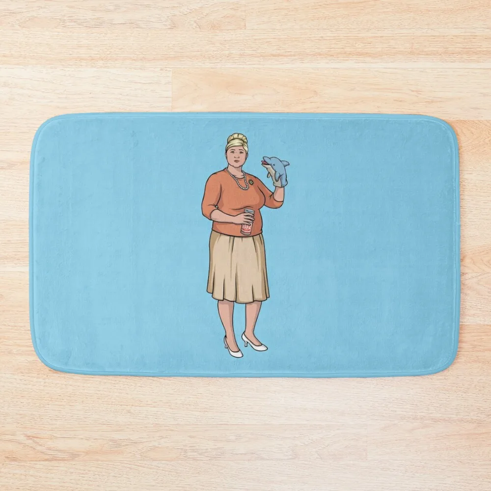 

HR Pam - Dolphin Puppet Girl Bath Mat Bathroom Rugs Non-Slip Shower Mat