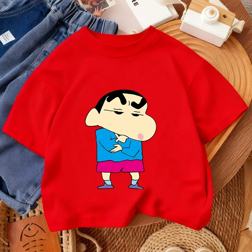 Popular Kids Crew Neck Tee Cute Cartoon Summer Casual Street Fashion Short Sleeve Crayon Shin Chan 3 14