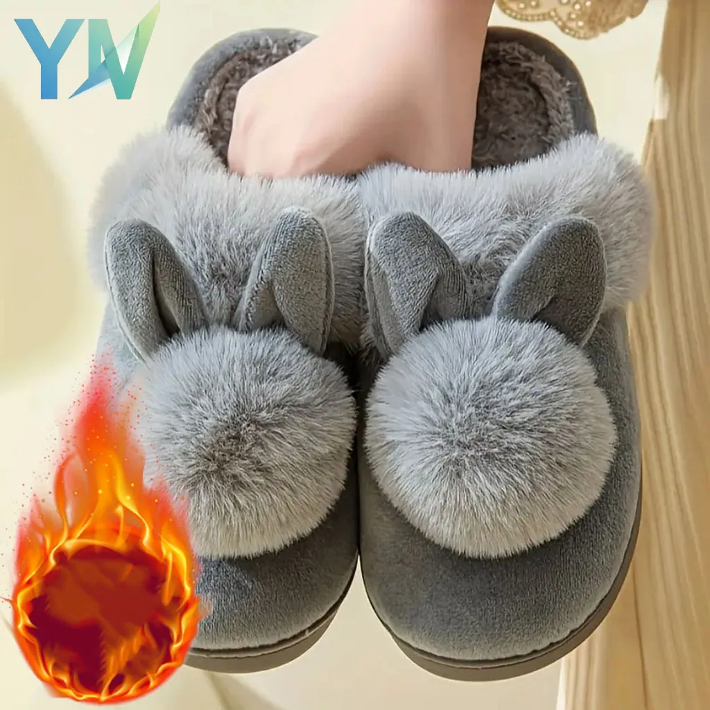 

Женские зимние хлопковые тапочки, нескользящая плюшевая теплая домашняя обувь на толстой подошве для дома и улицы, милые парные тапочки