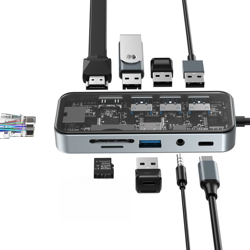 Z USB C 10 in 1 Type-C Docking Station Laptop Gigabit Ethernet Port Accessories