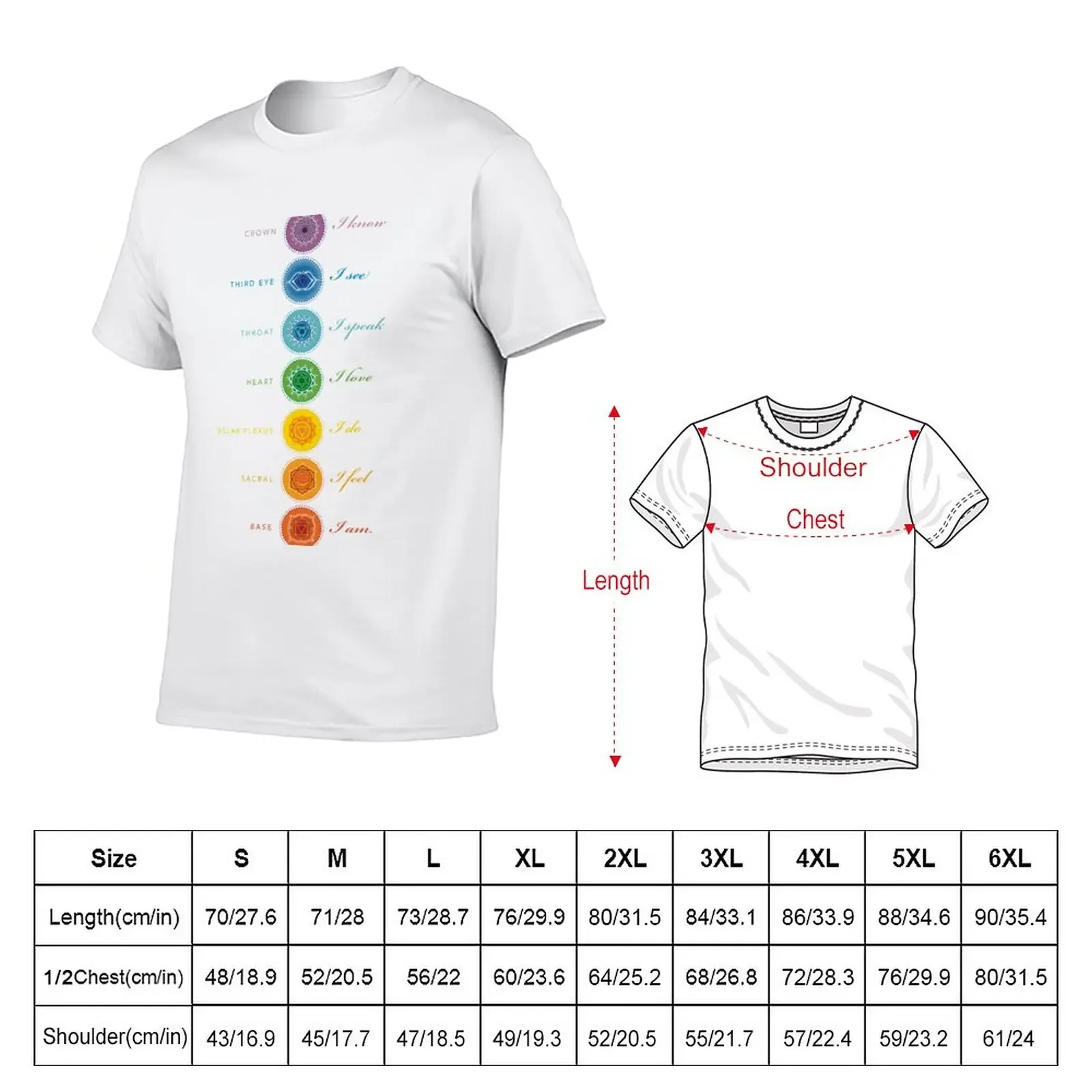 Chakras + affirmations T-Shirt heavyweights blanks Blouse Men's t shirts