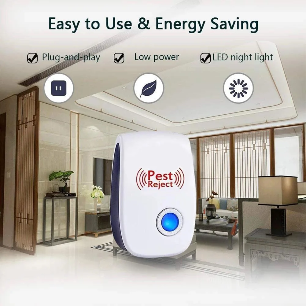 6PCS Insect Bug Repeller Non-toxic Ultrasonic Pest Repeller Long Range Pest & Insect Deterrent for Roach Rodent Mouse Bugs