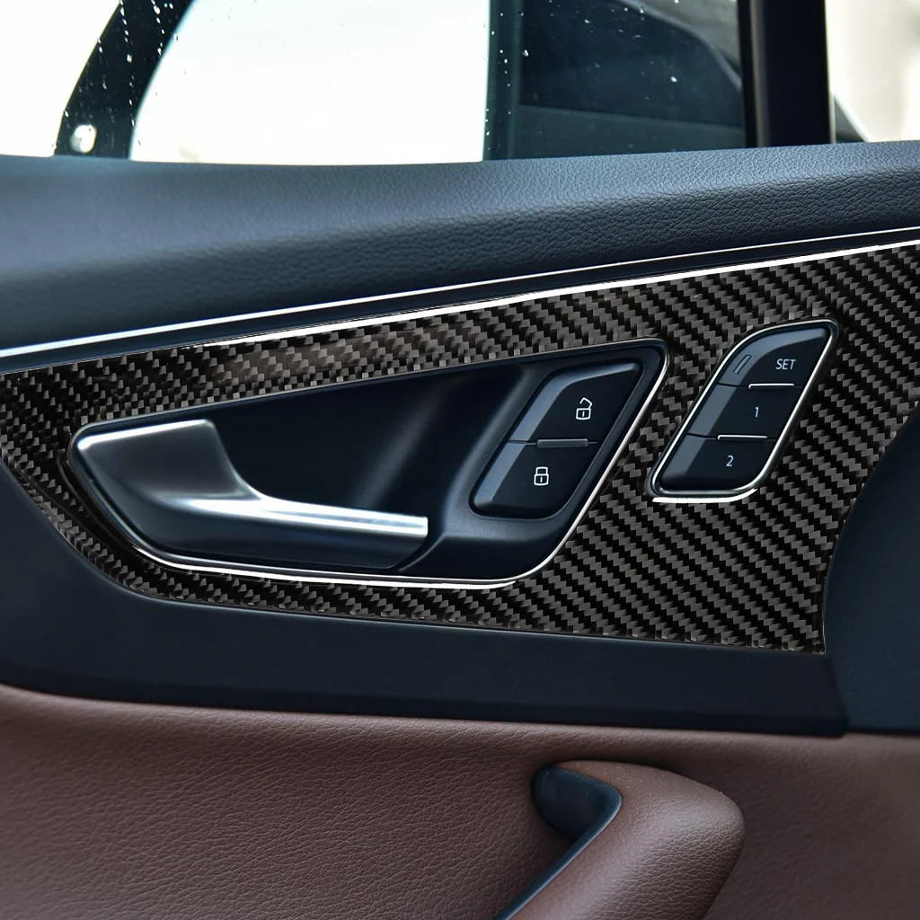 3*3 3K Real Carbon Fiber Interior Door Panel Handle Armrest Trim for Audi Q7 SQ7 2nd Generation 4M Pre-facelift 2016 - 2019