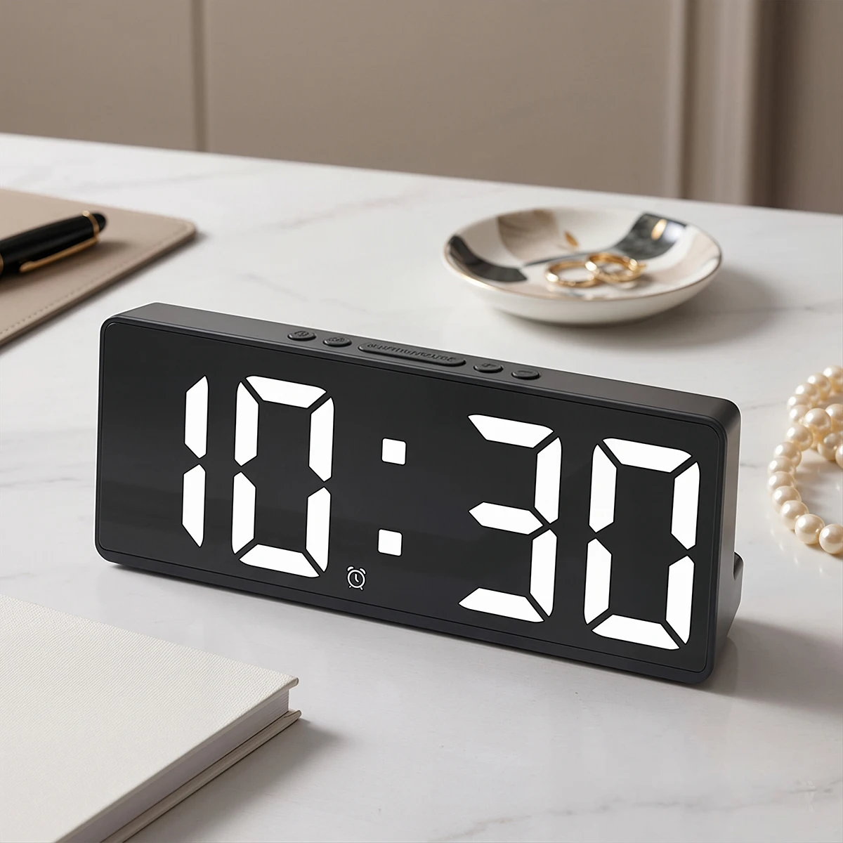 Led Desk Clock - Digitale wekker Spraakbediening Temperatuur Dubbele alarmen