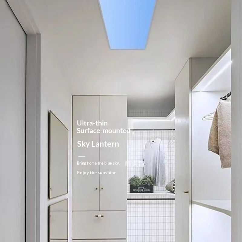 Modern Luxury Acrylic Ultra Thin Surface Mounted LED Skylight Ceiling Light Natural Blue Sky Hallway Balcony Home Decor Novelty