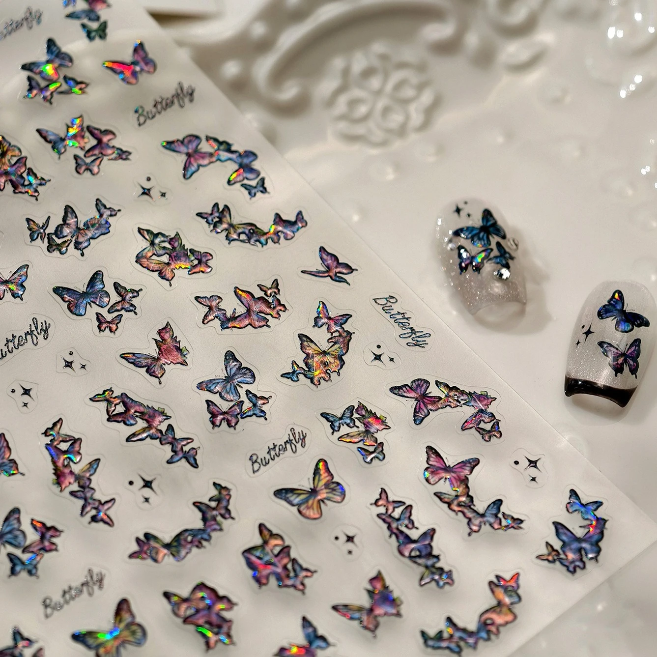 

Shiny Jelly Butterfly Swarm Star Colourful Dreamy Garden Insect Wing Self Adhesive Nail Art Stickers Manicure Decals Wholesale