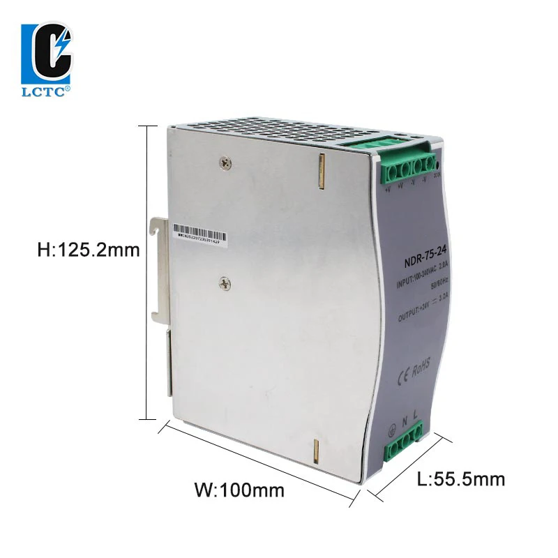 75W 12V 24V 48V Output Voltage 1.6A 3.2A 6.5A DC Adjustabl Rail Type Small Volume Switching Power Supply Transformer