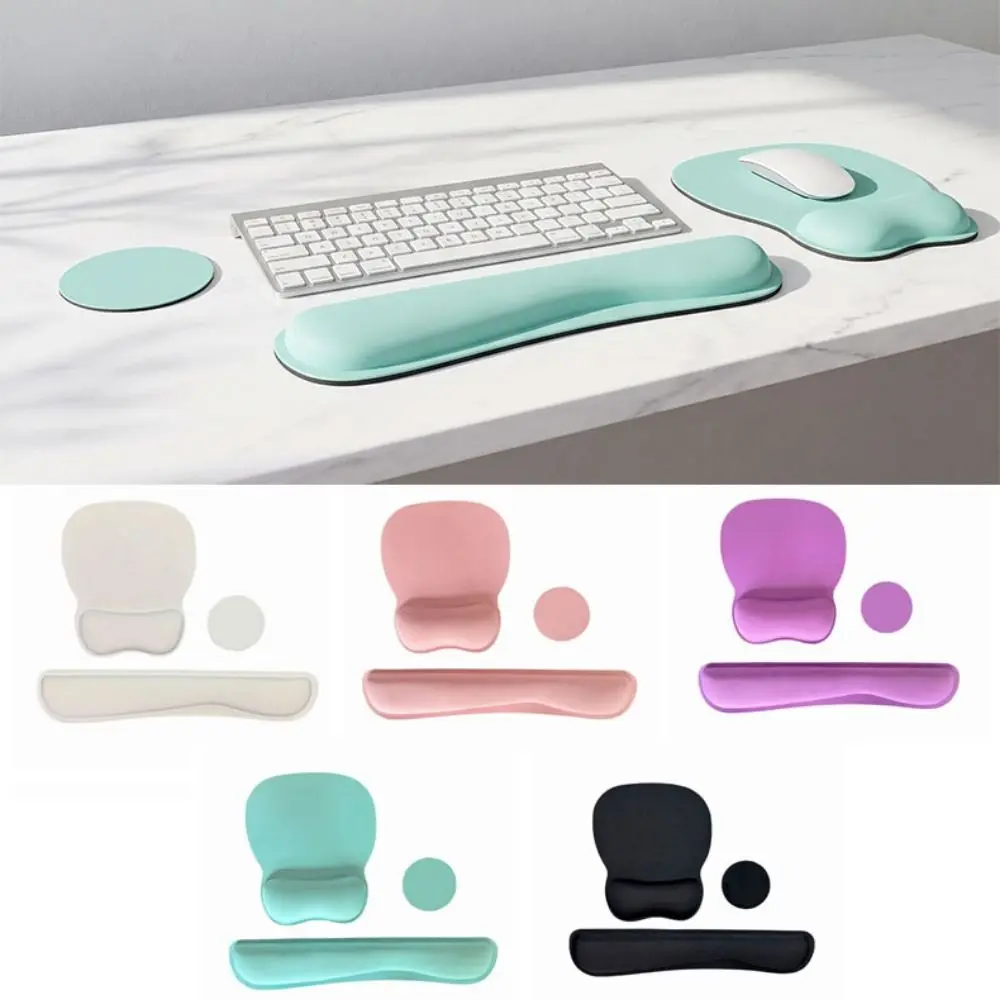 3Pcs Comfortable Keyboard Wrist Rest Set Soft with Wrist Rest Wristband Mouse Mat Hand Rest Coaster Mouse Wrist Support Pad