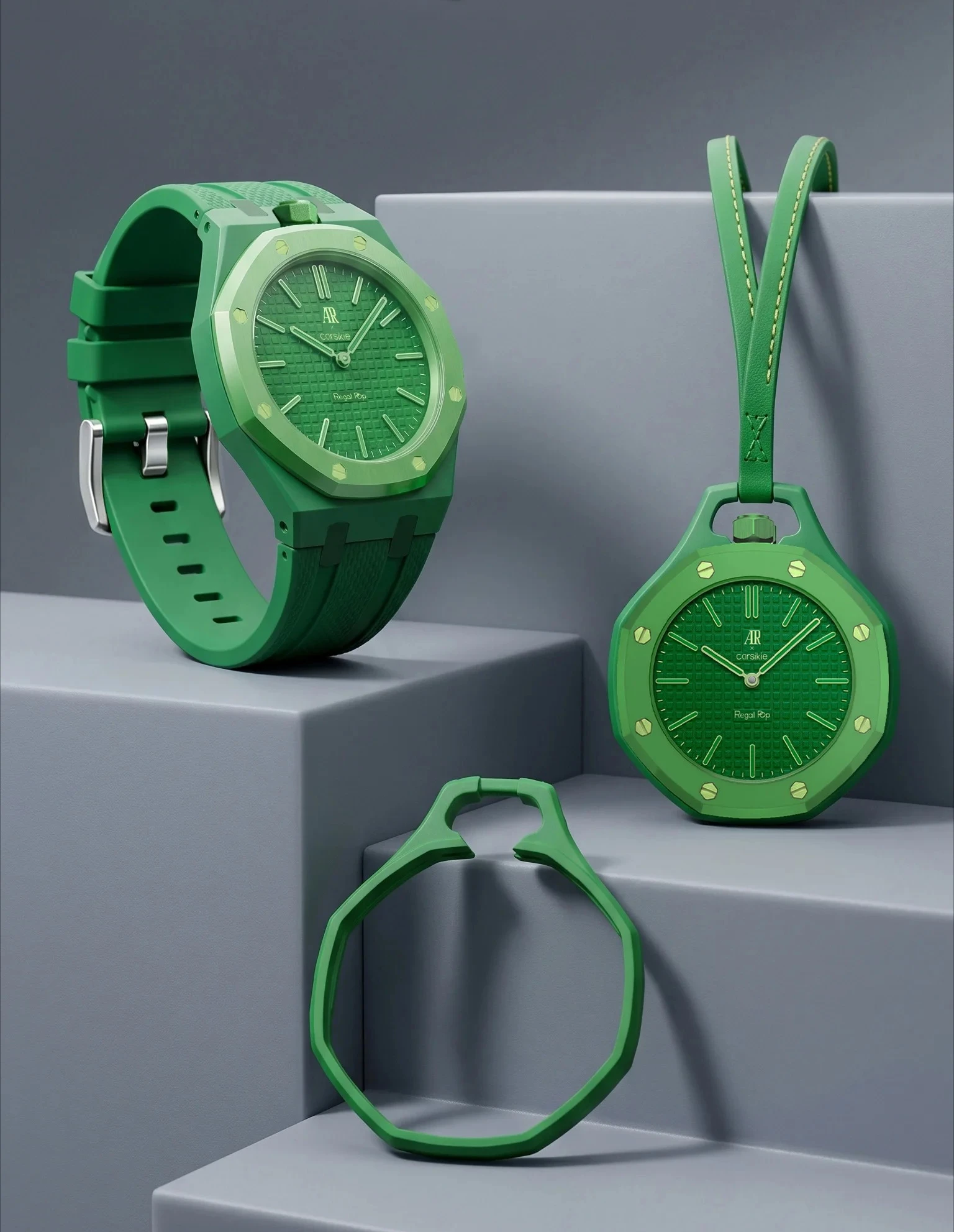 AR Hanging Quartz Watches Collaboration Pocket Watch Fashion Royal Style Octagon Pendant Dopamine Color Waterproof Decorative - view 2