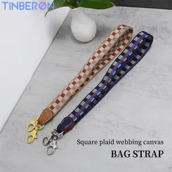 Tinberon lona alça de ombro larga 2.5cm sacos alça de substituição bolsas bolsa cinta quadrada grade jacquard webbing fino saco cintas