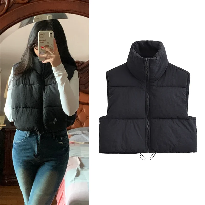 

Women's Vest 2025 Autumn New Style Black Sleeveless High Neck Simple Cotton Vest Casual Fashion Versatile