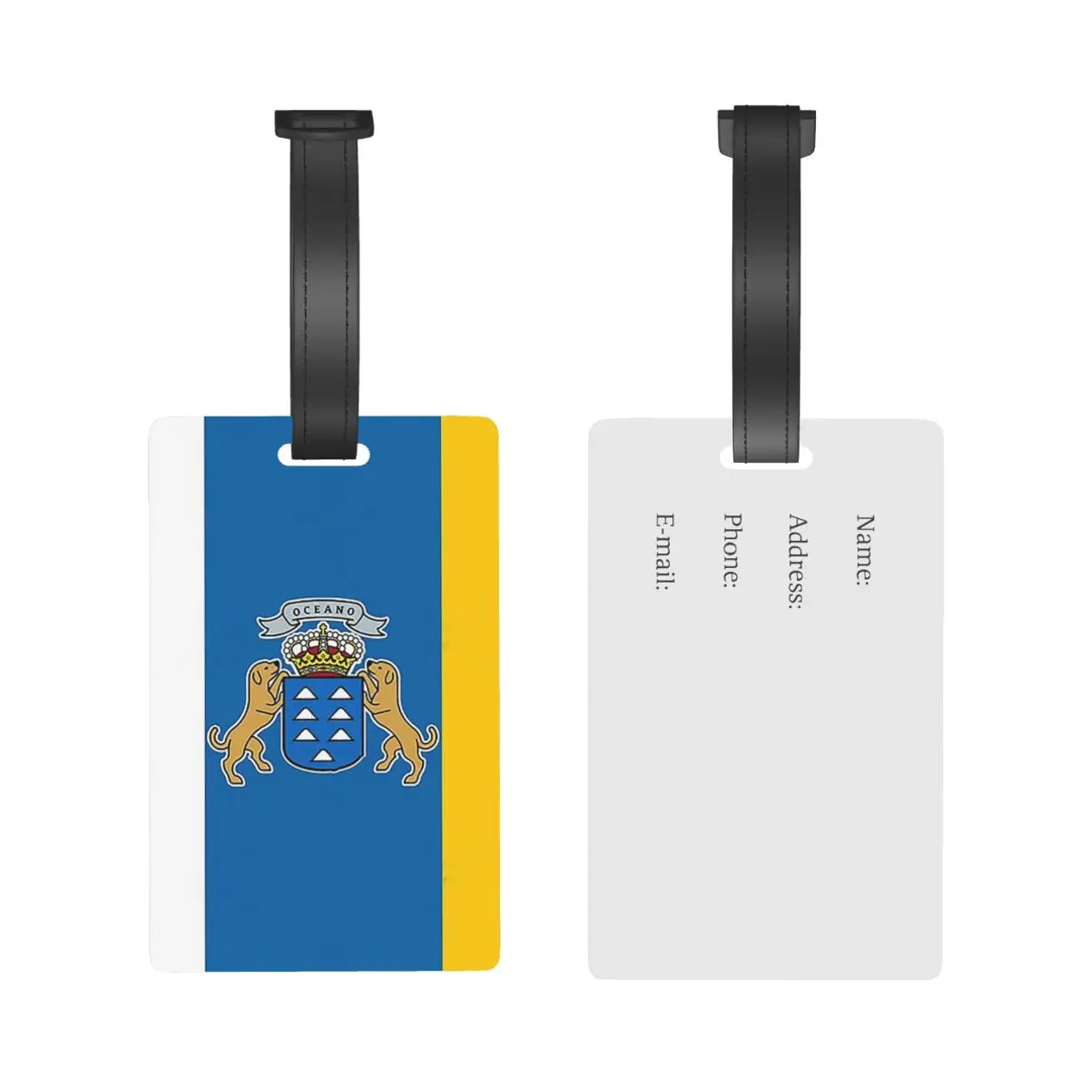 Spain Flag Oceano Canary Islands Luggage Tags Suitcase Travel Baggage Boarding Tag Portable Label Holder ID Name Address