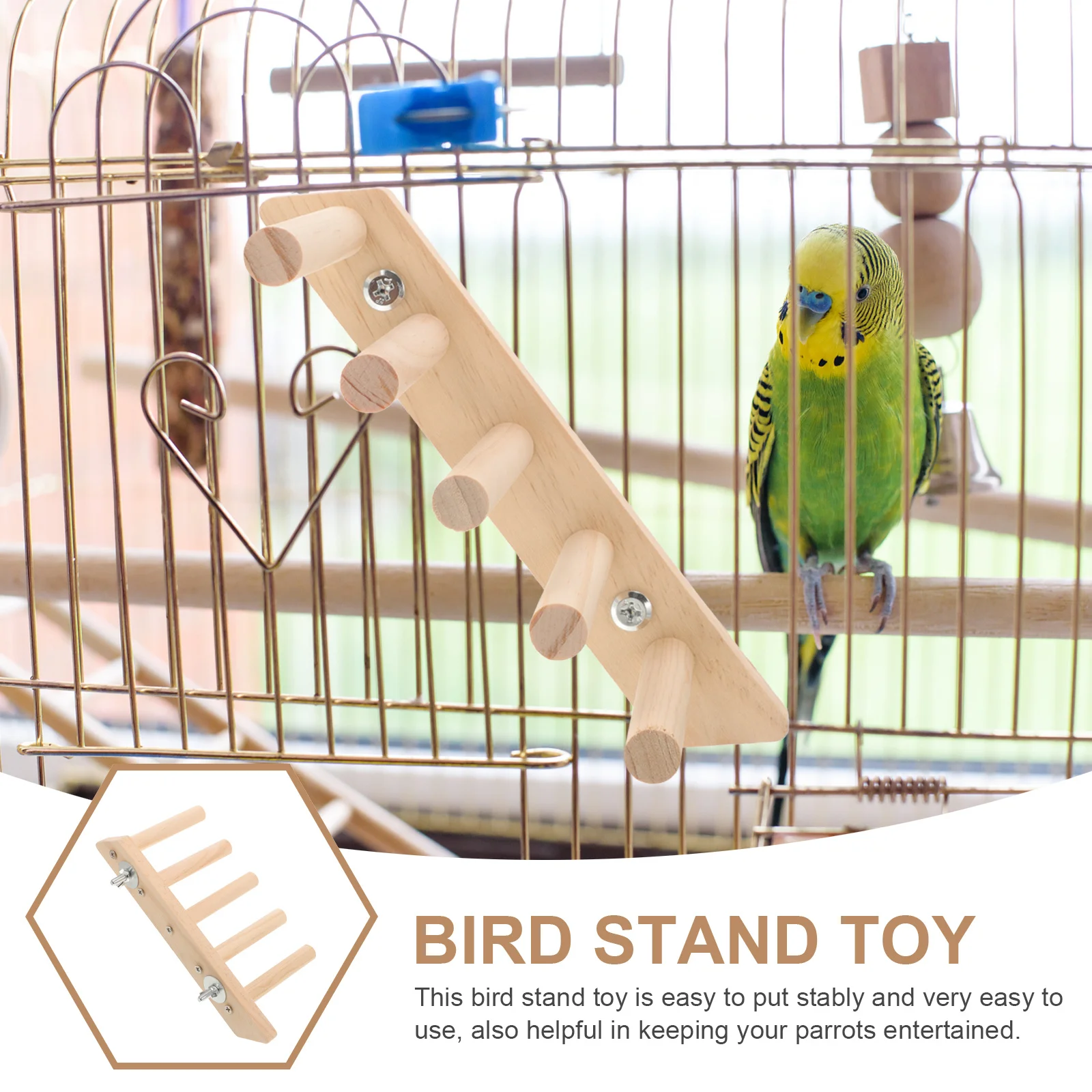 

Wooden Bird Stand Parrot Climbing Ladder Perch Cage Accessory Exercise Natural Perches for Cockatiel Budgie Bird Toys