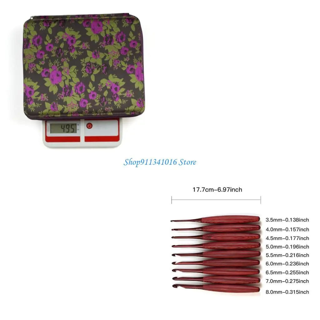 

9Pcs Wooden Handle Aluminium Crochet Hook Needle for Sweater Scarf Bag 3.5-8.0mm