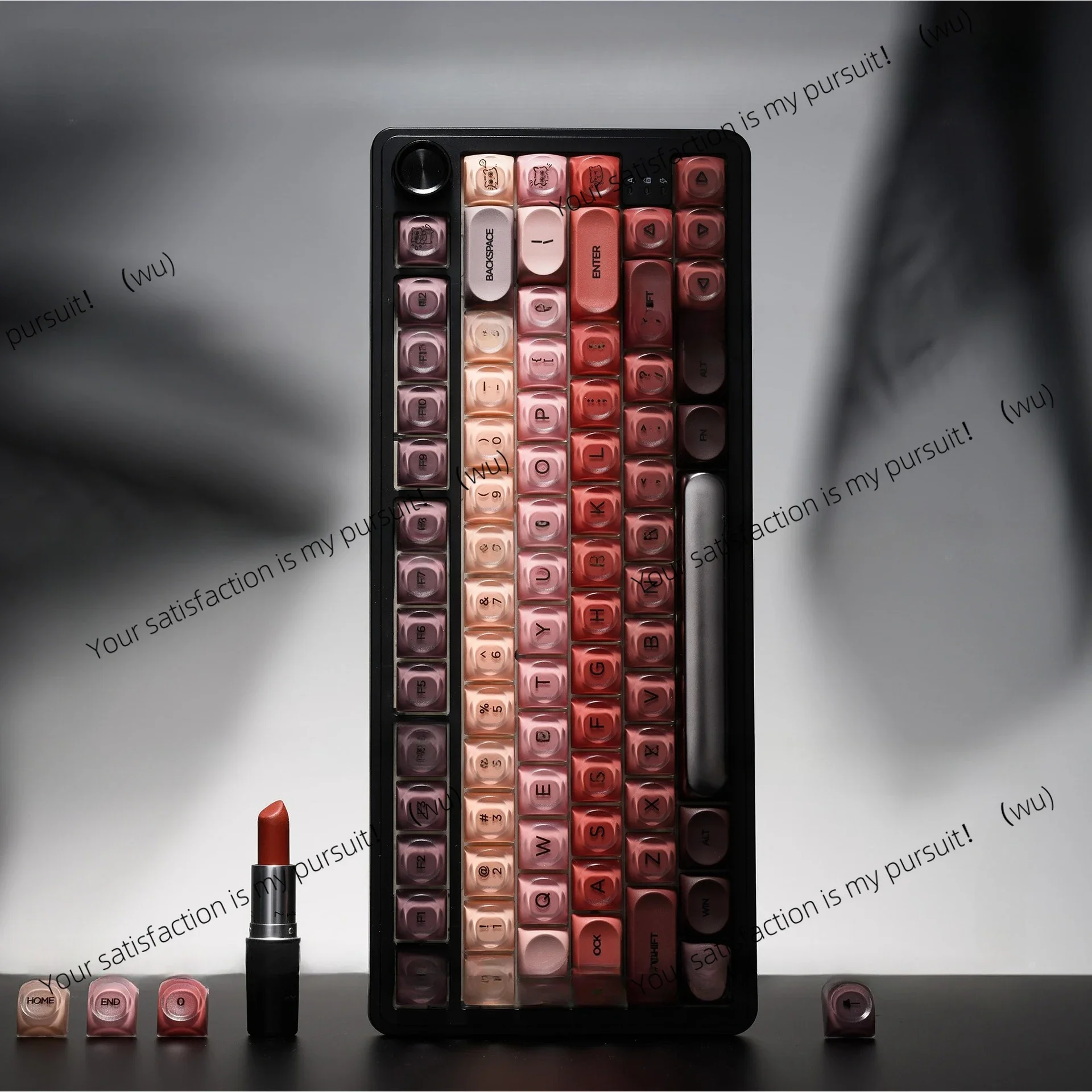 Lipstick HOA jelly mist light-transmitting metal texture mechanical keyboard cap, customized cute and round personality