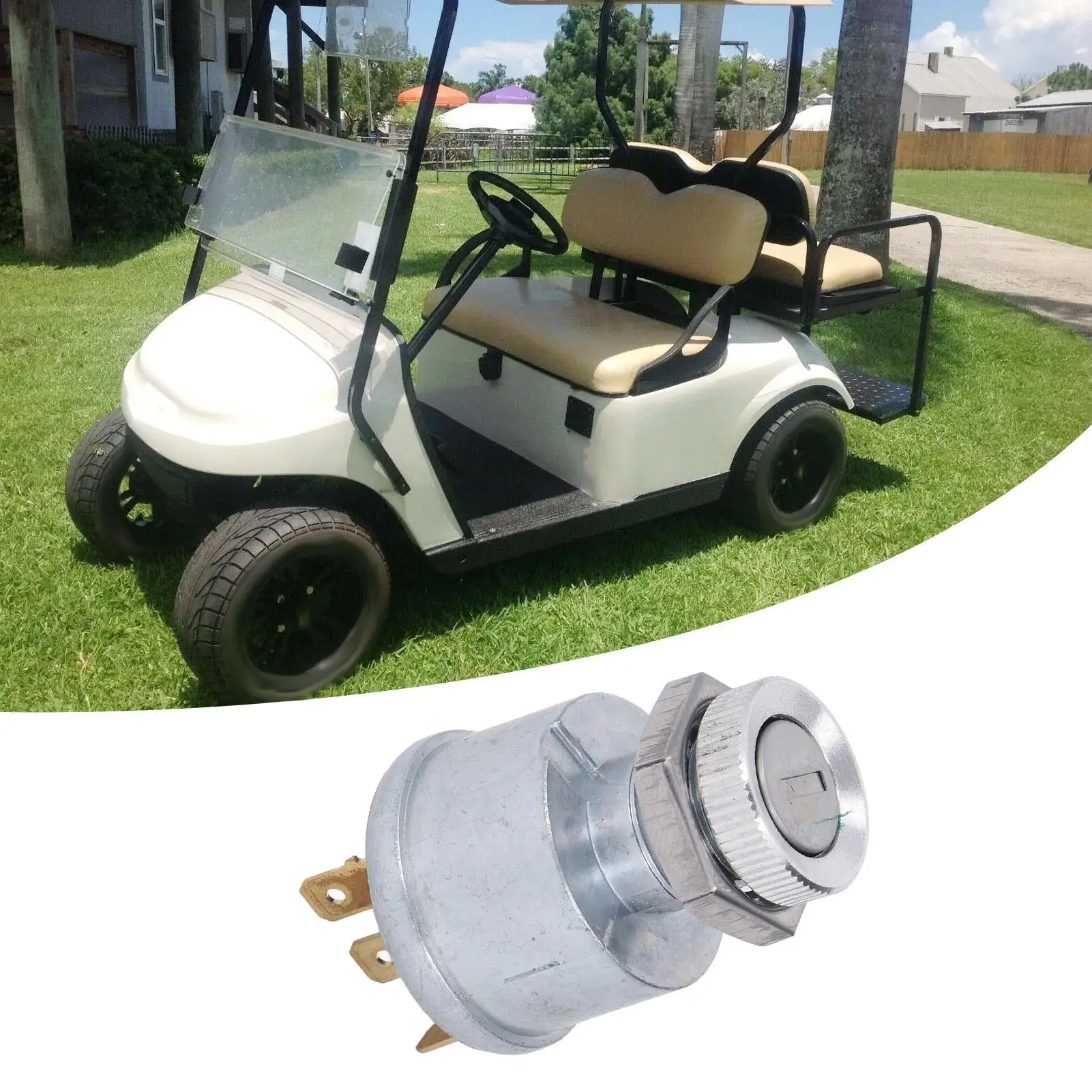 Ignition Switch with Key Metal Anti Deformation Excellent Mechanical Stability Cart Ignition Switch for gas or Electric Carts