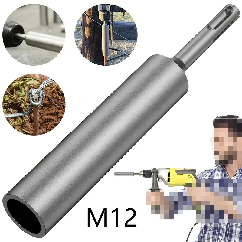 Durable Ground Rod Driver Earth M12 Heavy Duty Durable Hardened Steel for Bit Driver Rotary Stake Hammer Drill Power Tool