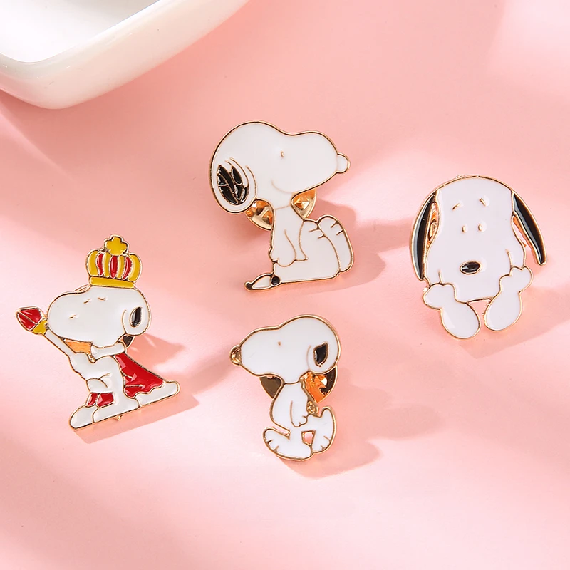 Cartoon Snoopy Woodstock Brooch Anime Figure Cute Dog Metal Badge Clothing Anti-slip Match Enamel Cos Pin