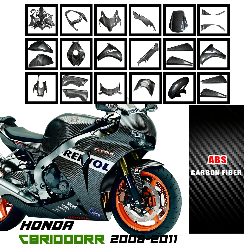 ABS Plastic Carbon Fiber Color Motorcycle Fairing Panel Cowling for Honda CBR1000RR 2008-2011 Front Side Rear Bodywork Protector