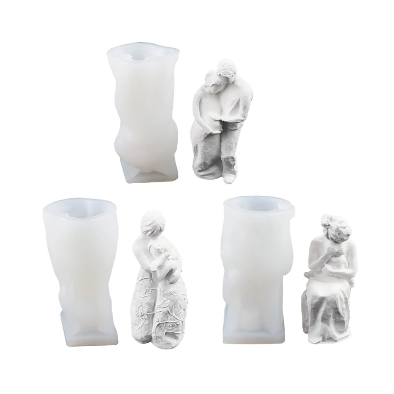 

3 Pieces Hug Baby Silicones Mould Pregnant Scented Molds Couple Casting Mould Craft Supplies for Home Decorations