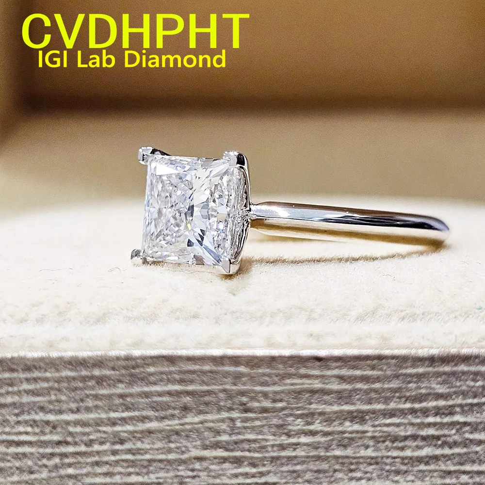 

IGI Lab Growing Diamond Ring Princess shape D Color 1 2 3Ct Solid 10K White Gold Ring Diamond wedding Factory Engagement Ring