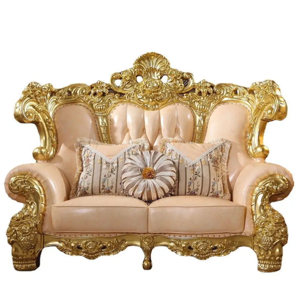 European solid wood leather sofa 123 combination living room luxury large apartment