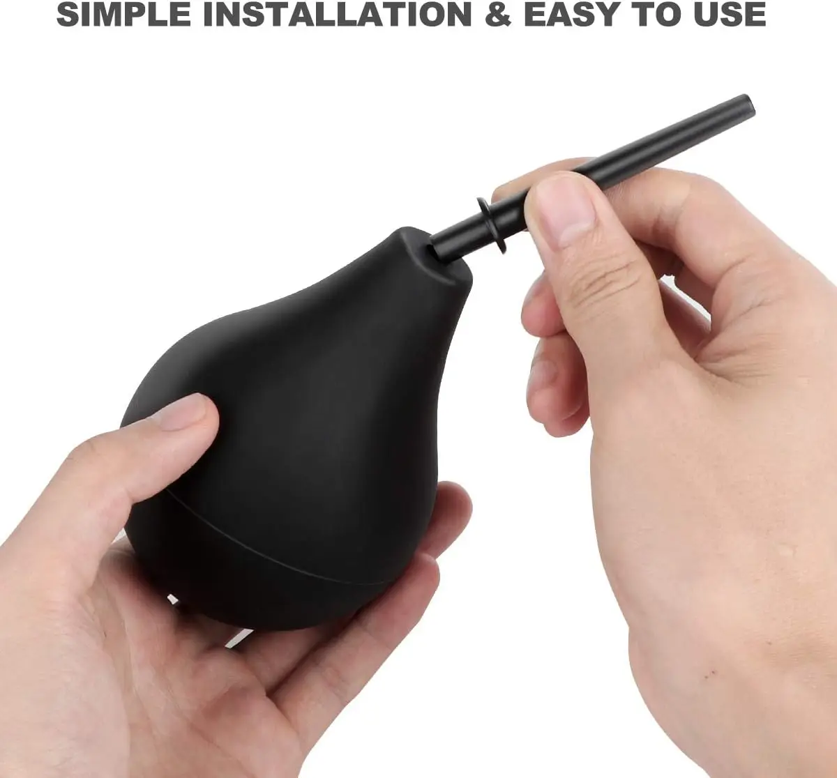 Enema Bulb Douche Enema Kit for Women & Men with 3 Nozzles (Black, 4 Piece Set) - Image 2