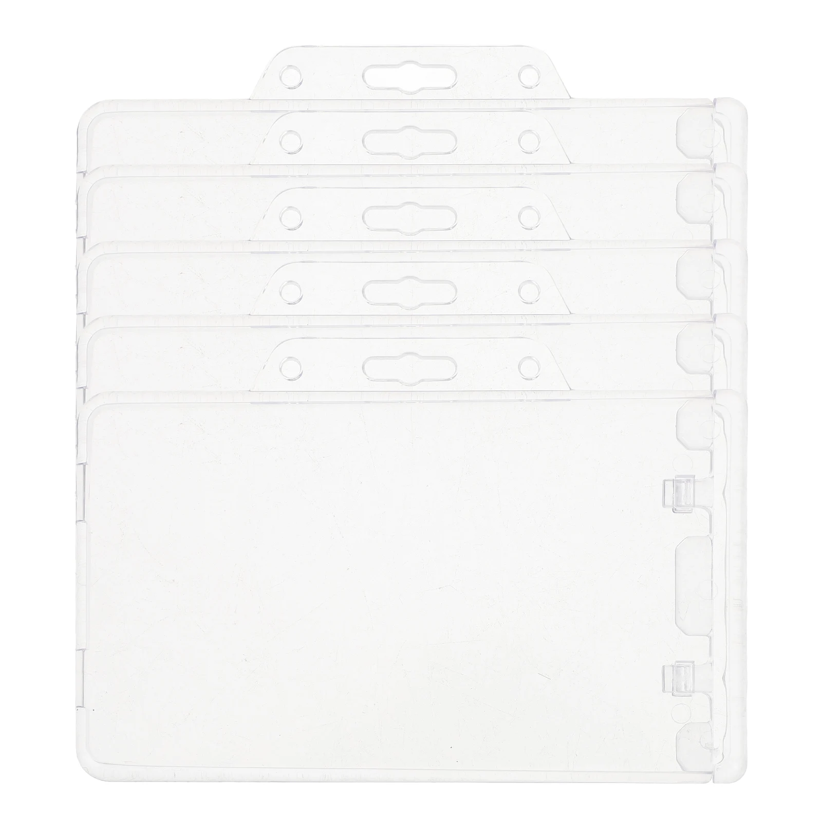 

5pcs Clear ID Badge Holder Sleeve Horizontal Reusable Transparent Name Card Protector Slim Lightweight for Teachers